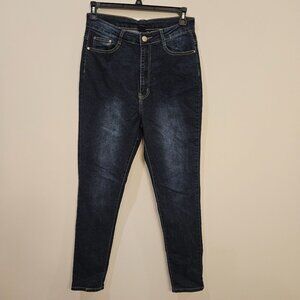 Womens High-Waisted Dark Wash Skinny Jeans 1X By B.O.B With Stretch Cotton Blend